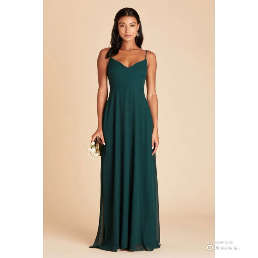 Birdy Grey Emerald Green Devin Chiffon Formal Dress Size Medium NWT